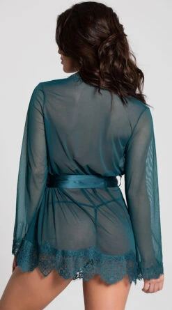 Yandy Eyelash Lace Robe Set -Lingerie Shop OL 94 11136 TEAL 9 PS06232020