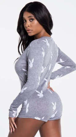 Playboy Lounge Club Romper 36 Playboy Lounge Club Romper -Lingerie Shop PB PBL2014 GRY 7 YANDY PS09232021