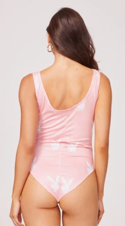 Playboy Francine Bunny Logo Bodysuit -Lingerie Shop PB PBL3005 pink B Yandy PS07272022