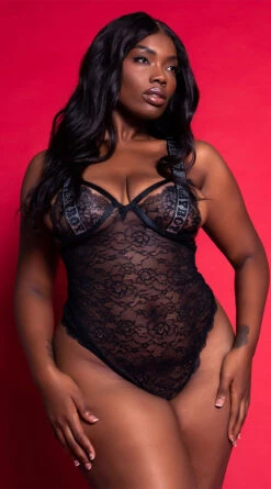 Playboy Plus Size Lace The Music Teddy 11 Playboy Plus Size Lace The Music Teddy -Lingerie Shop PB PBL5006X BLK 5 EDS YANDY 2021PBHOLIDAY