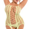 Plus Size Neon Net Bodystocking -Lingerie Shop PL 27042X YEL Fake News Bodystocking 3530 2020FEB18467