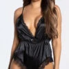 Sleeping In Satin Romper -Lingerie Shop PO 262 BLK 1 YANDY PS12072021