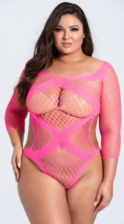 Roma Plus Size Ridiculously Radiant Crotchless Teddy -Lingerie Shop RM LI290Q PNK 3 YANDY PS03242021
