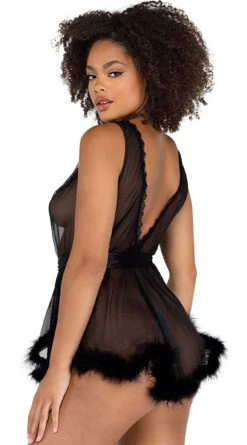 Roma Deep Connections Mesh Babydoll -Lingerie Shop RM LI482 Blk Back 2021DEC43200