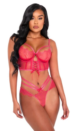 Roma Lashes For Lace Longline Bra Set -Lingerie Shop RM LI516 Pink 2022APRIL47919