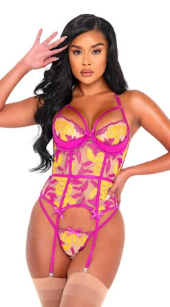 Roma Orchid And Mango Embroidered Bustier Set