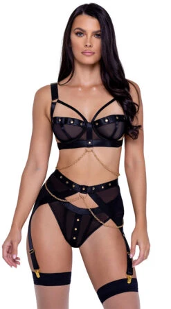 Roma Studs & Kisses Bra And Garter Set
