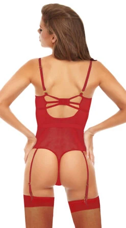 Rene Rofe Stay The Night Garter Teddy -Lingerie Shop RR 308797 RED BACK 2023MAY