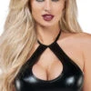 Wet Look Cut-Out Top -Lingerie Shop SA B9041 Teardrop Top Ft 2019SEPT