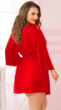 Plus Size Toast Of The Town Satin Robe 15 Plus Size Toast Of The Town Satin Robe -Lingerie Shop ST 10695X RED B