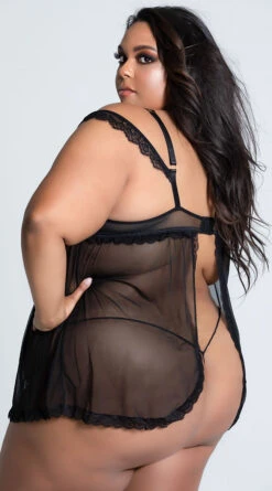 Plus Size Femme Fatale Babydoll Set -Lingerie Shop ST 10972X BLACK 9 PS12212020