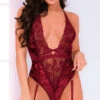 Burgundy Blossom Crushed Velvet Teddy -Lingerie Shop ST 11061 F 2019HOLIDAY