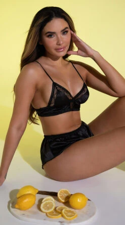 Never Waking Up Satin Short Set -Lingerie Shop ST 11244 BLACK 4 EDS YANDY PS05062021