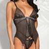 Mesh With My Heart Corset Set -Lingerie Shop ST 11292P BLK F 2021APR31039