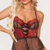 Flirtatious Beauty Lingerie Romper 1 Flirtatious Beauty Lingerie Romper -Lingerie Shop ST 11447 BLACKRED F 2023MAY