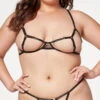 Plus Size Visual Lust Open Cup And Crotchless Bra Set -Lingerie Shop ST 11466XP BLACK F 2023MAY
