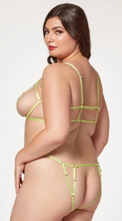 Plus Size Visual Lust Open Cup And Crotchless Bra Set -Lingerie Shop ST 11466XP LIME B 2023MAY