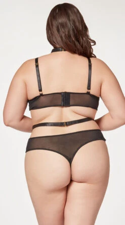 Plus Size Faux Leather And Mesh Teddy And Harness Set -Lingerie Shop ST 11524X BLACK B 2023MAY