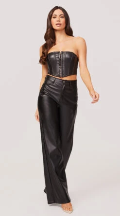 Cropped Faux Leather Corset 9 Cropped Faux Leather Corset -Lingerie Shop TIC TH27968 JODEE SLEEVELESS CORSET TOP LEATHER BLACK 485