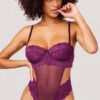 Yandy Purple Perfection Teddy -Lingerie Shop YO 51 11762 LACE MESH UNDERWIRE TEDDY PURPLE 3146