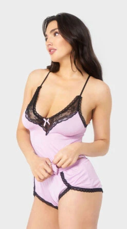 Yandy Sweet Dreams Pajama Set -Lingerie Shop YSM PL YA10608 LILAC BLACK 03 YANDY PS03302022