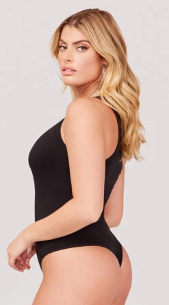 Basic One Shoulder Bodysuit -Lingerie Shop YT BS1014 ONE SHOULDER ASYMMETRICAL TANK BODYSUIT BLACK 1782 WEBSIZE
