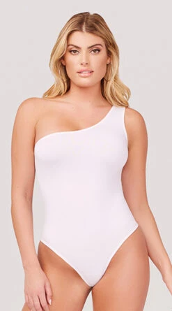 Basic One Shoulder Bodysuit -Lingerie Shop YT BS1014 ONE SHOULDER ASYMMETRICAL TANK BODYSUIT WHITE 1757 WEBSIZE