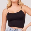 Seamless Cropped Tank Top -Lingerie Shop YT SML617 SEAMLESS SKINNY STRAP CROPPED CAMI BLACK 1242 WEBSIZE