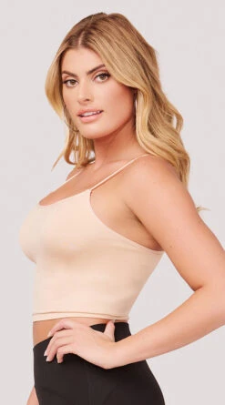 Seamless Cropped Tank Top -Lingerie Shop YT SML617 SEAMLESS SKINNY STRAP CROPPED CAMI NUDE 1203 WEBSIZE