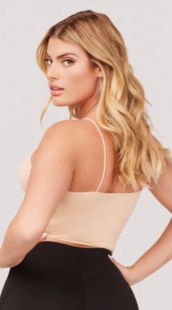 Seamless Cropped Tank Top -Lingerie Shop YT SML617 SEAMLESS SKINNY STRAP CROPPED CAMI NUDE 1207 WEBSIZE