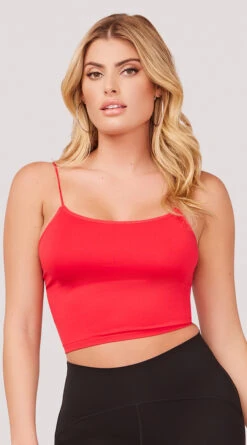 Seamless Cropped Tank Top -Lingerie Shop YT SML617 SEAMLESS SKINNY STRAP CROPPED CAMI RED 1153 WEBSIZE