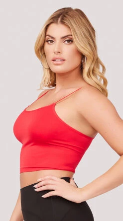 Seamless Cropped Tank Top -Lingerie Shop YT SML617 SEAMLESS SKINNY STRAP CROPPED CAMI RED 1159 WEBSIZE