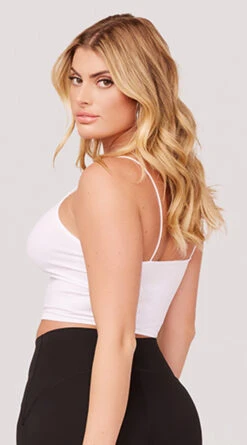 Seamless Cropped Tank Top -Lingerie Shop YT SML617 SEAMLESS SKINNY STRAP CROPPED CAMI WHITE 1190 WEBSIZE